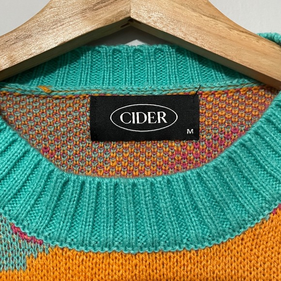 Cider Orange Pink Leopard Print Knit‎ Sweater Animal Print Colorful Neon Jumper - Picture 6 of 13